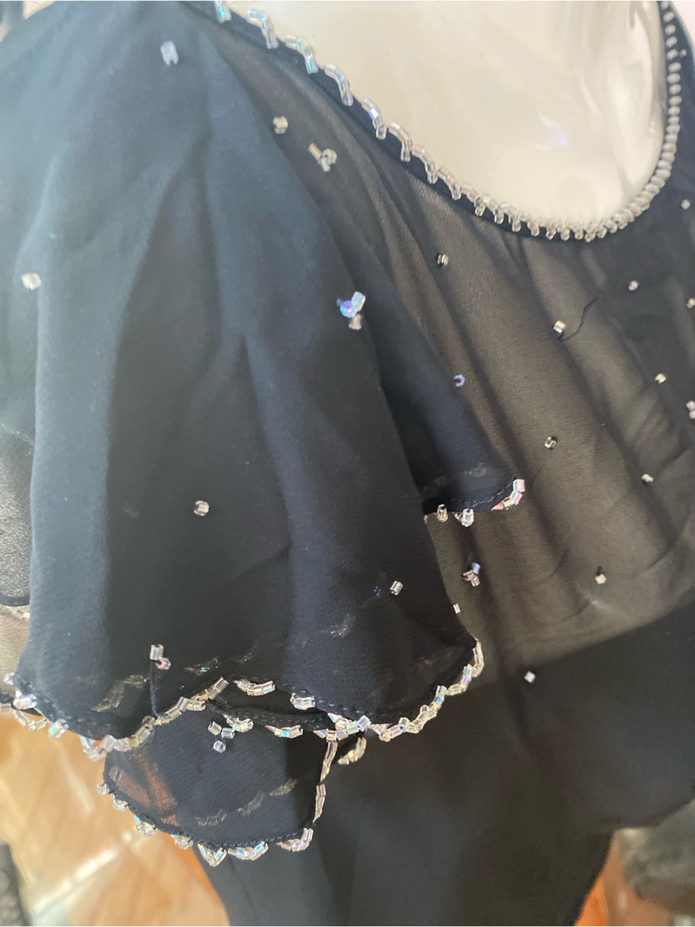 B2 USA Black Beaded Sheer Evening Blouse Size 14 NWT Elegant Cocktail Party Top - Picture 7 of 12